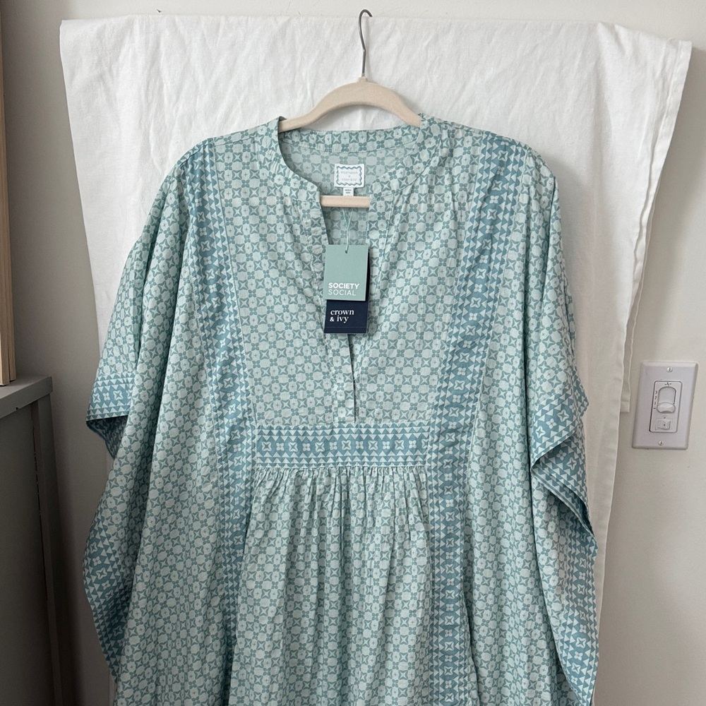 SOLD Crown & Ivy Blue Patterned Caftan